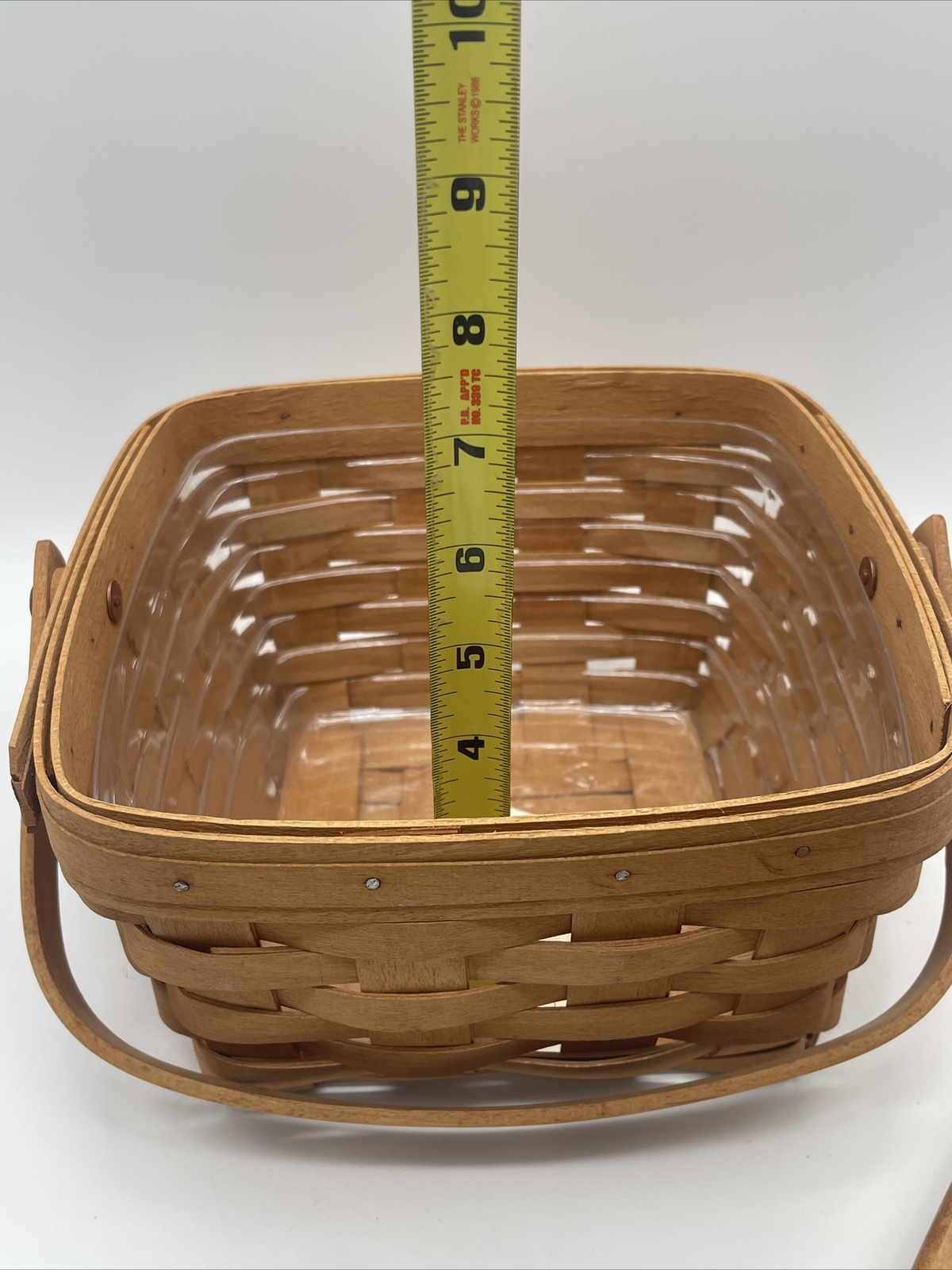 Longaberger Fruit Basket & Plastic Protector P Mercer Apple Handle 90s Spring M