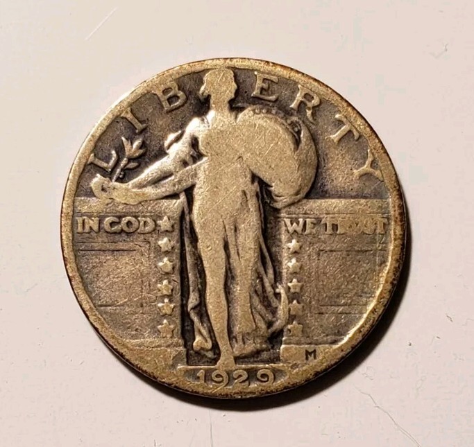 1929-P Standing Liberty Quarter SLQ 25c Silver Coin 90% Constitutional