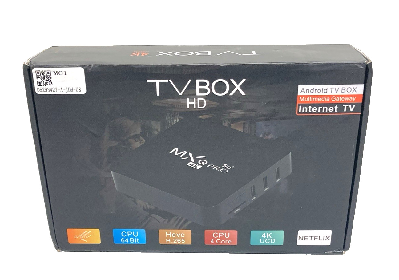 MXQ Pro 4K Android TV Box 64 Bit Quad Core Hevc H.265 4K UCD Netflix Wi-Fi HDMI.