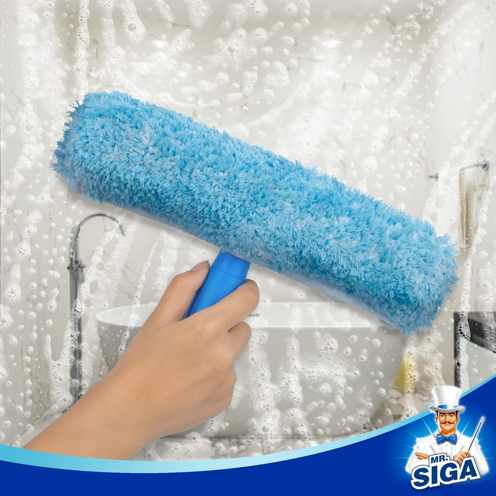 Professional Window Cleaning Squeegee Microfiber Combo 10 Inch, Aluminum Clip