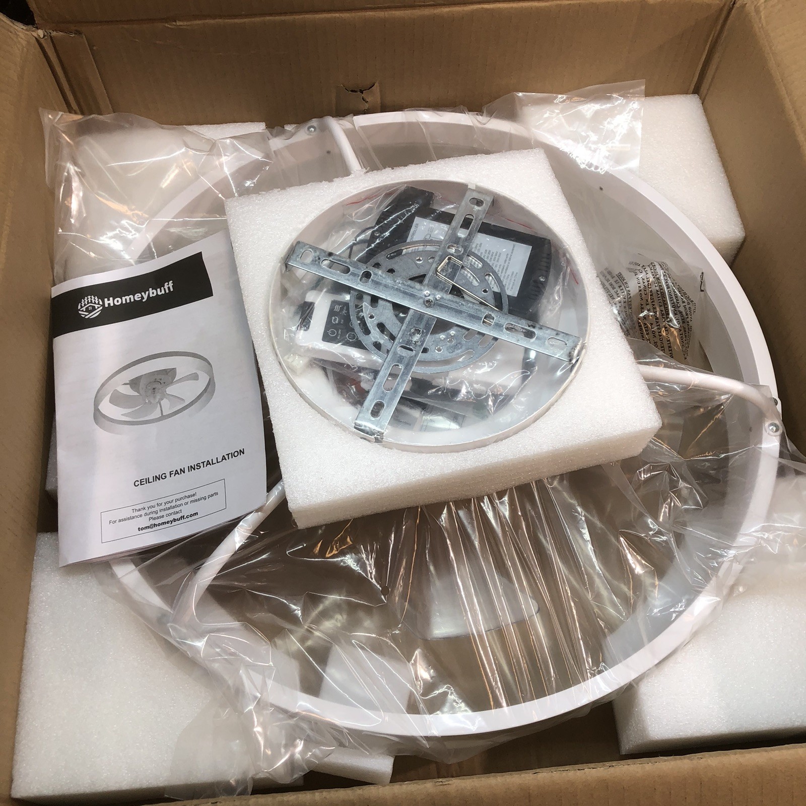 20" Modern Fan/LED Light by Homeybuff with Remote Control "6 speeds & 6 colors"