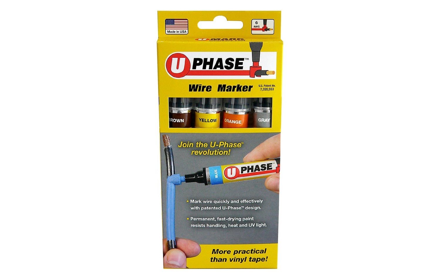 U-Mark U-Phase 10718P3A Brown Yellow Gray Orange Wire Marker Pack of 4 19913