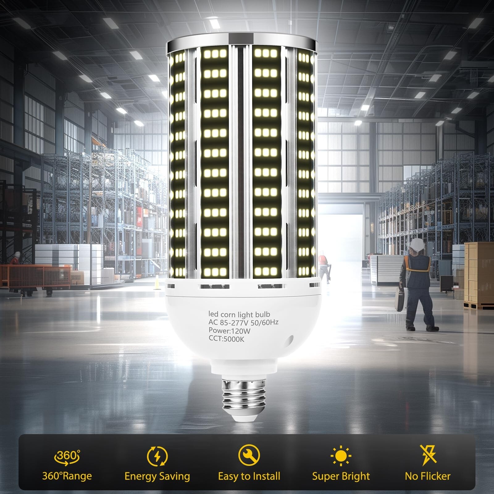 120W 2 pack LED Corn Light Bulb(1200W Equivalent ) ,Commercial Grade DayLight...