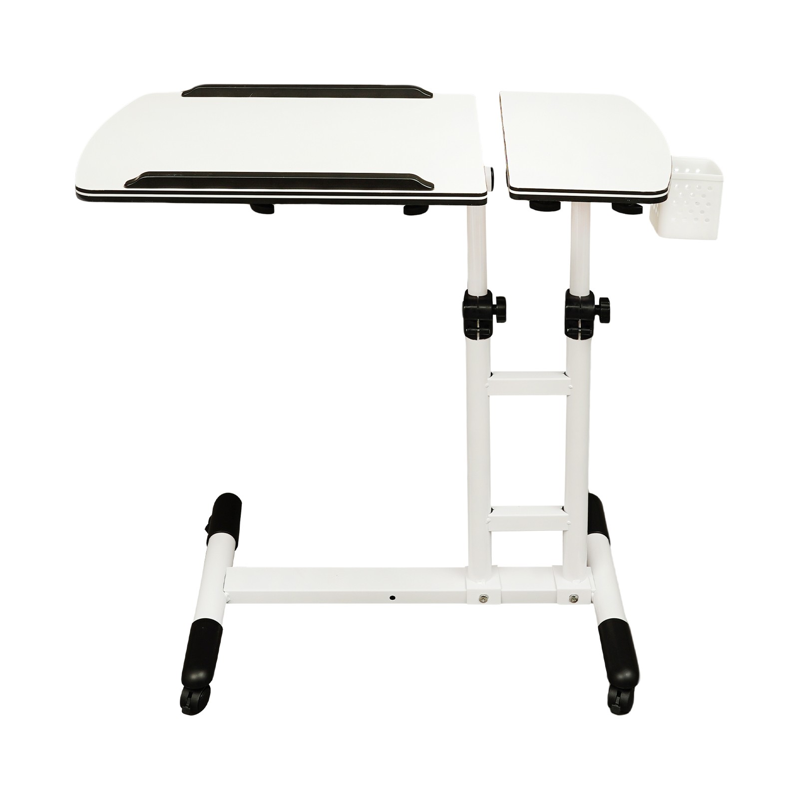 Side Table w/Wheels,Height Adjustable Computer Table,Free Standing Writing Table