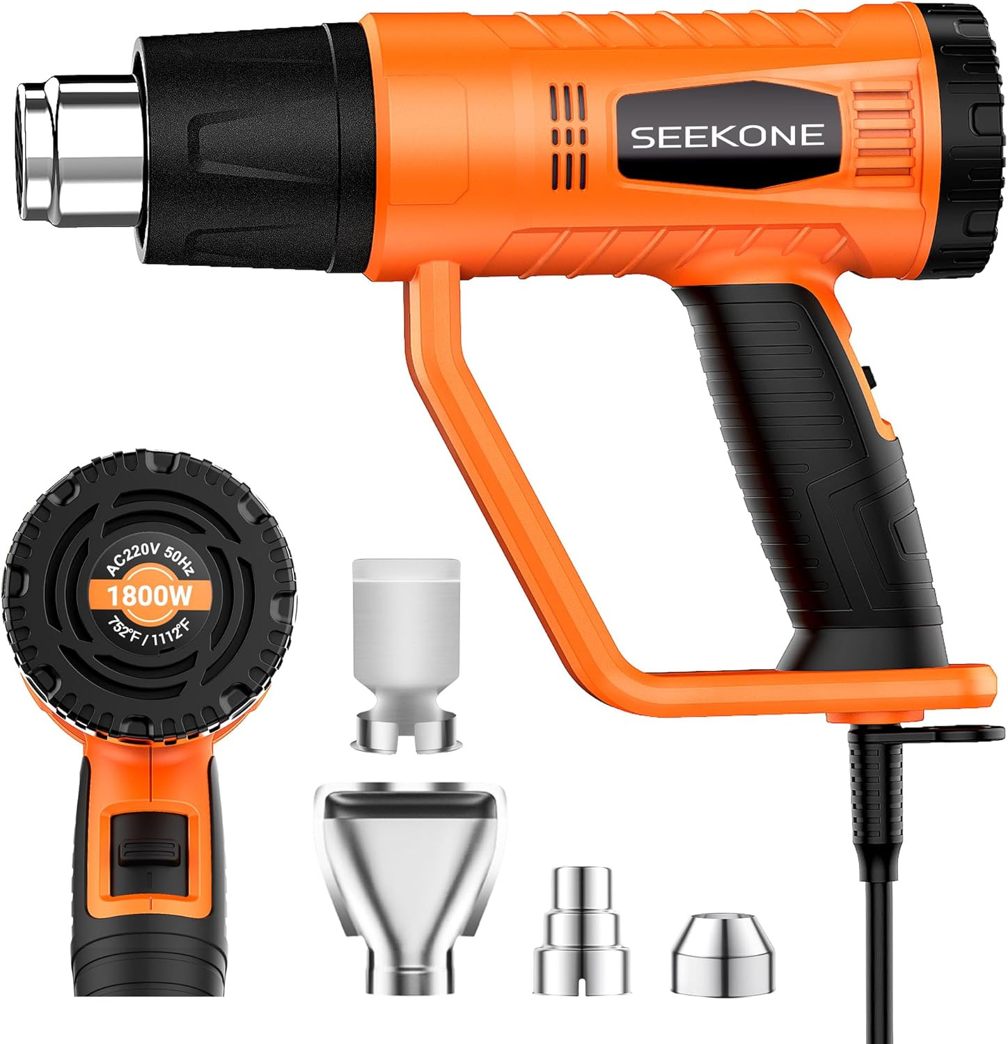 Heat Gun 1800W Heavy Duty Fast Heat Hot Air Gun Kit with 752℉&1112℉（400℃-600℃） D