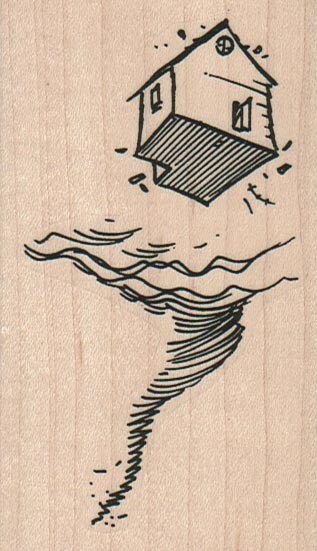 Tornado House 2 1/4 x 3 3/4" Rubber Stamp, Structures Stamp, Places Stamp