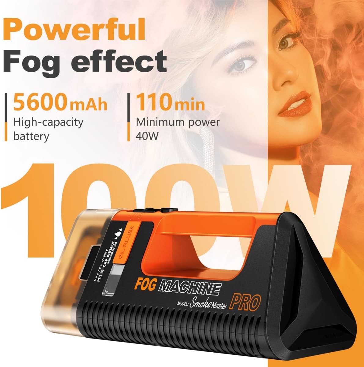 LENSGO Smoke Master Pro 100W Portable Fog Smoke Machine Wireless Remote Control
