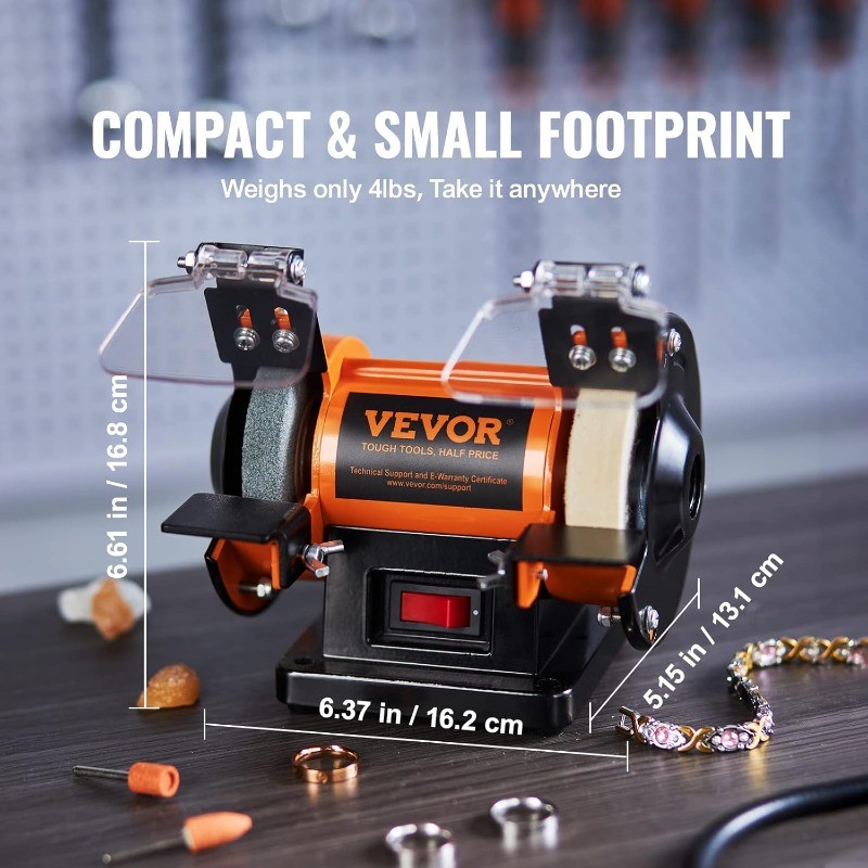 VEVOR Bench Buffer Polisher, Bench Buffer Grinder Polishing & Buffing Machine