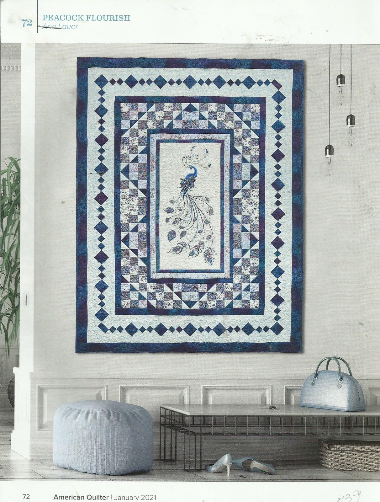 C0286  PEACOCK FLOURISH WALLHANGING QUILT PATTERN/INSTRUCTIONS