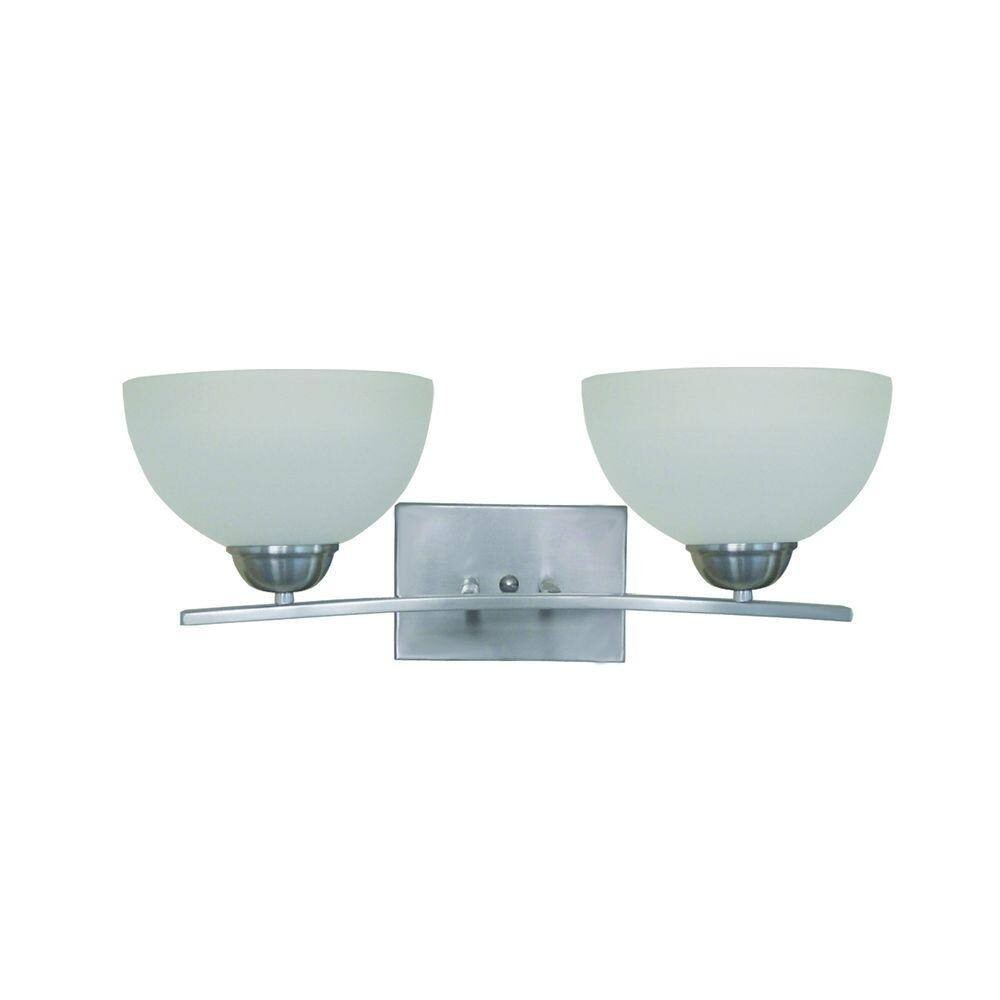 Alta Peak 2-Light Satin Steel Vanity Light w/Acid Wash Glass Shade by Yosemite H