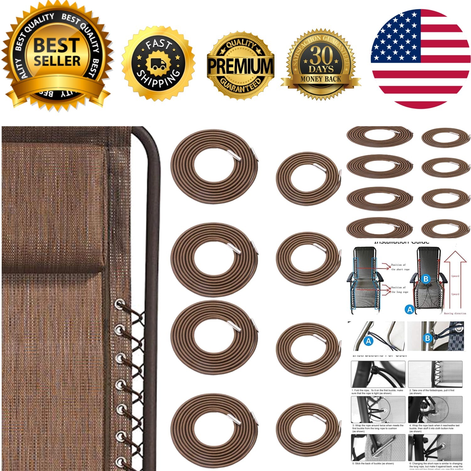 Durable Replacement Cord Set for Zero Gravity Chairs – Perfect for Outdoors