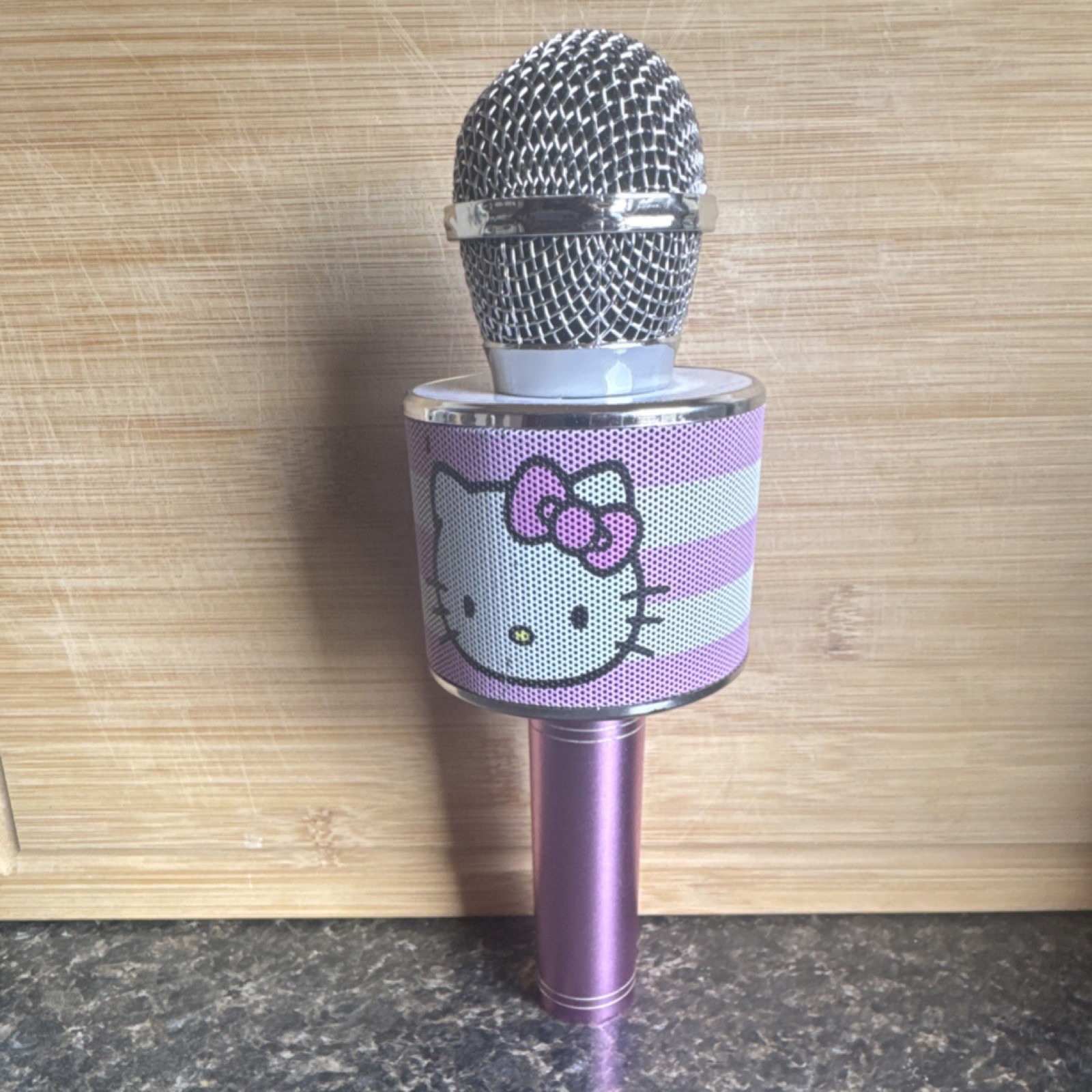 Hello Kitty Bluetooth Wireless Karaoke Microphone Purple with Built-in Controls