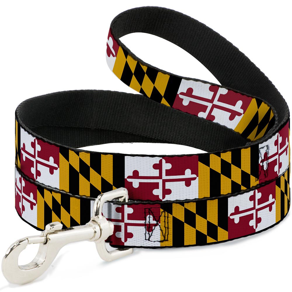 Dog Leash 6-FEET Maryland Flags NARROW 0.5"