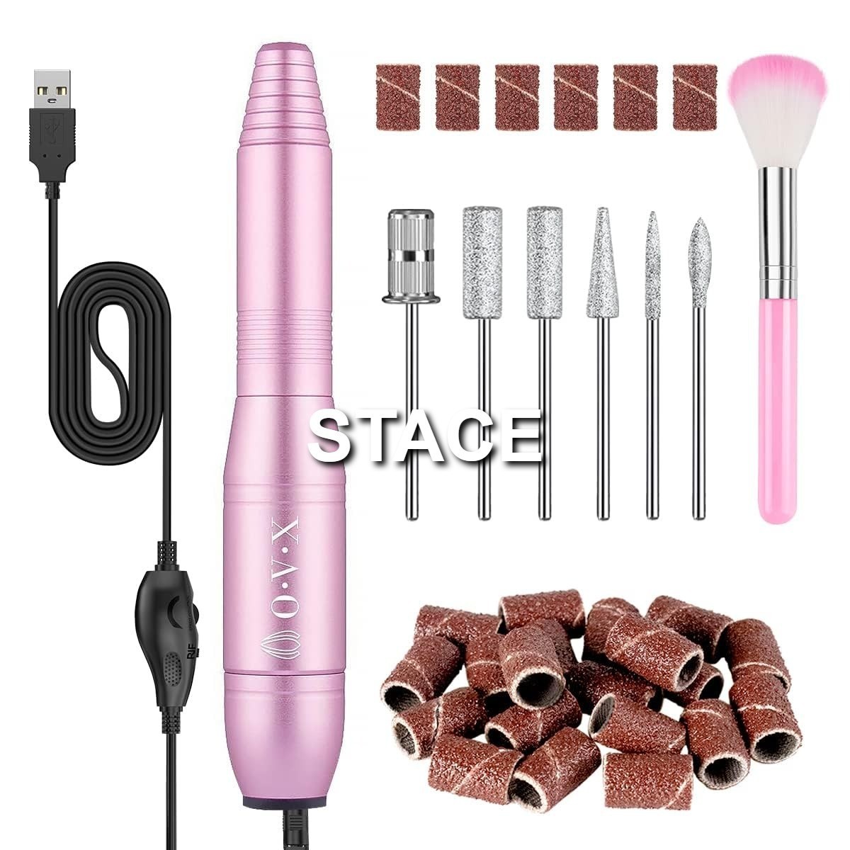 Professional 20000 RPM Portable Electric Nail Drill USB Acrylic Gel Polishing Ki
