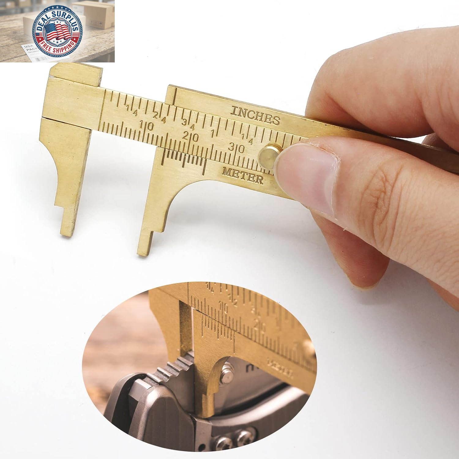 Brass Pocket Vernier Caliper Ruler, Sliding Gauge Mini Vernier Caliper Double Sc