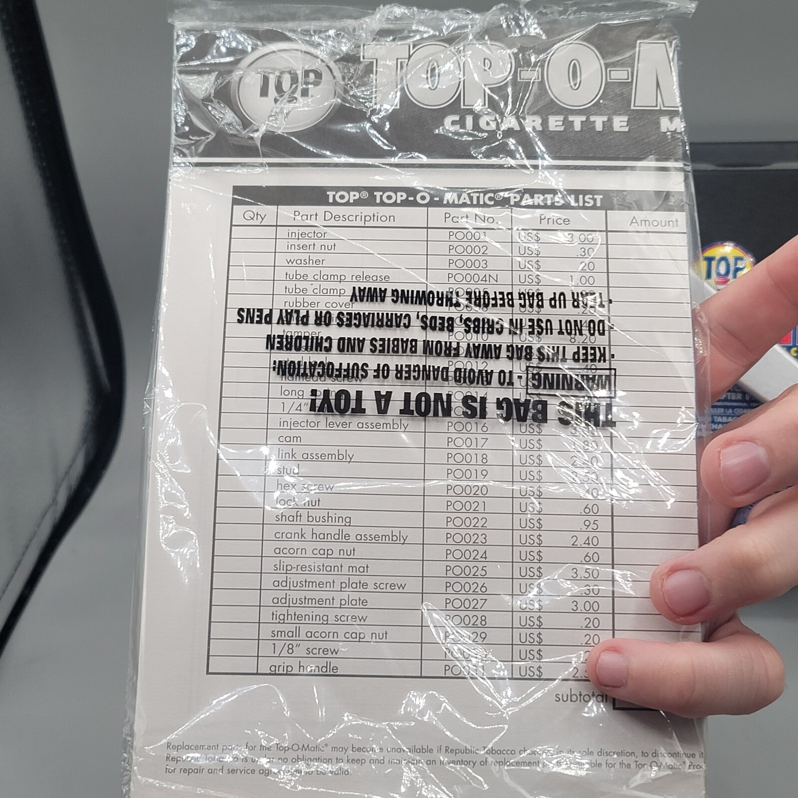 TOP-O-Matic Cigarette Rolling Machine Makes King Size or 100mm In Box