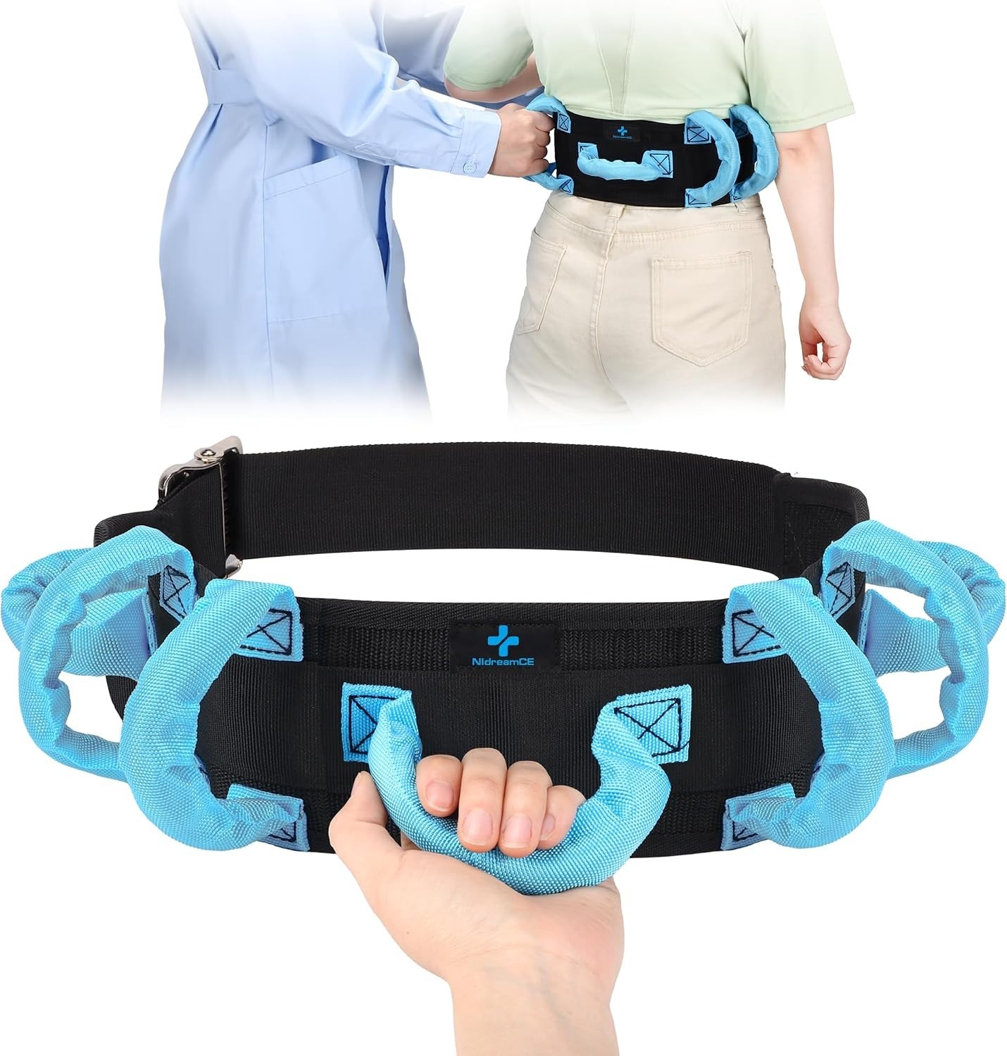Gait Belt Transfer Belts with Handles for Lifting Seniors, Safety Gate Belt W...