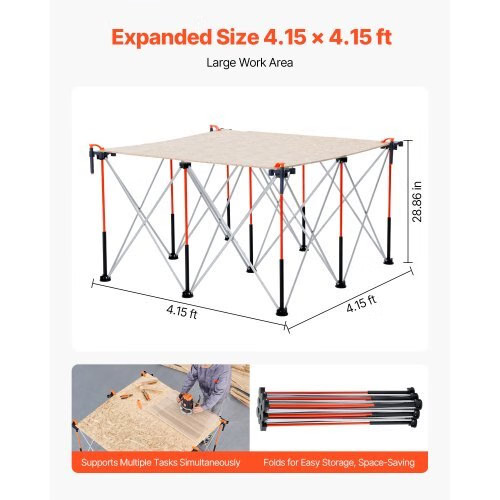 Portable Folding Workstand, 4.15 x 4.15 ft Collapsible Workbench, 3500 lbs Weigh