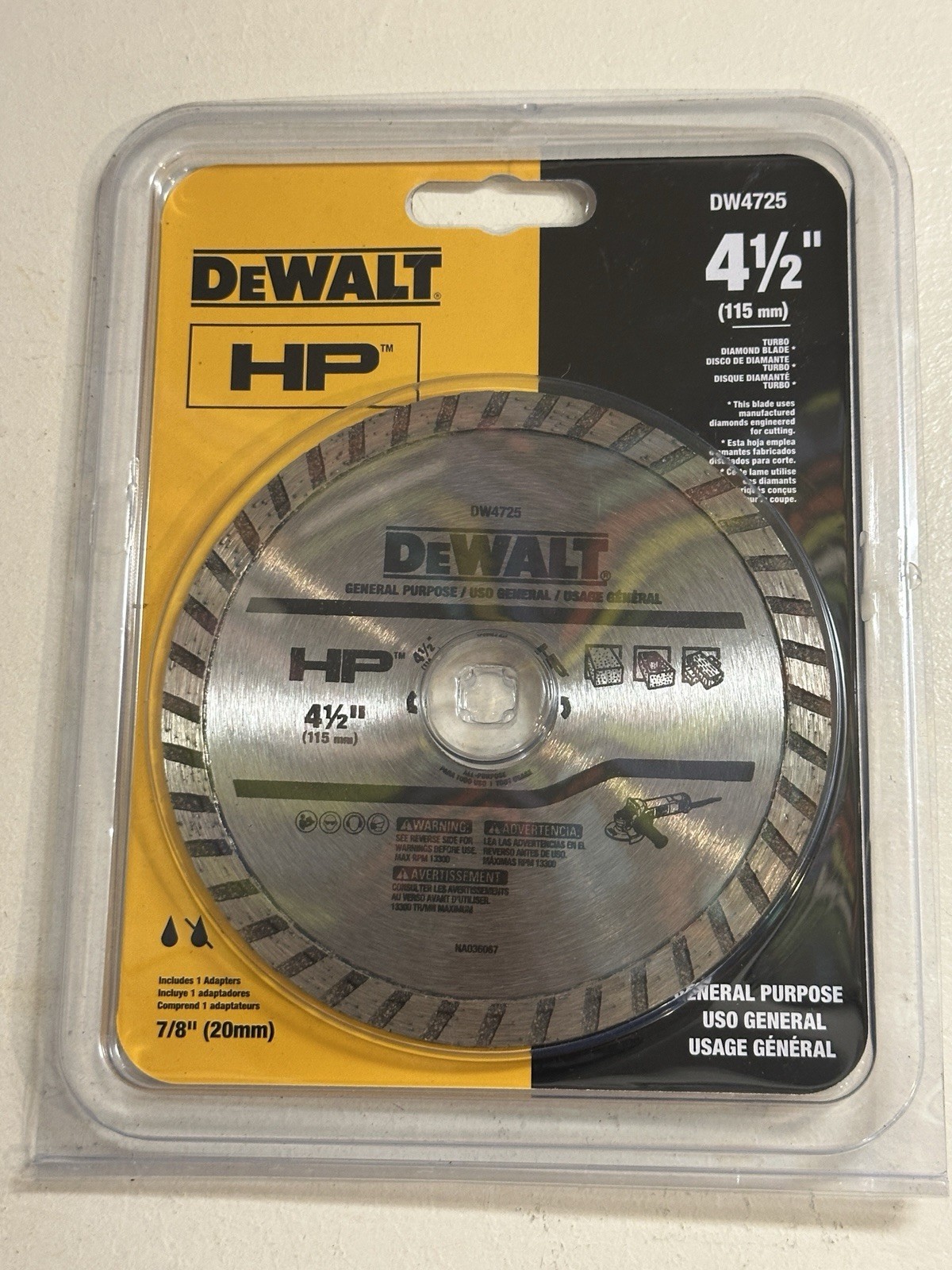 DEWALT HP 4 1/2" GENERAL PURPOSE  SAW BLADE - NEW # DW4725