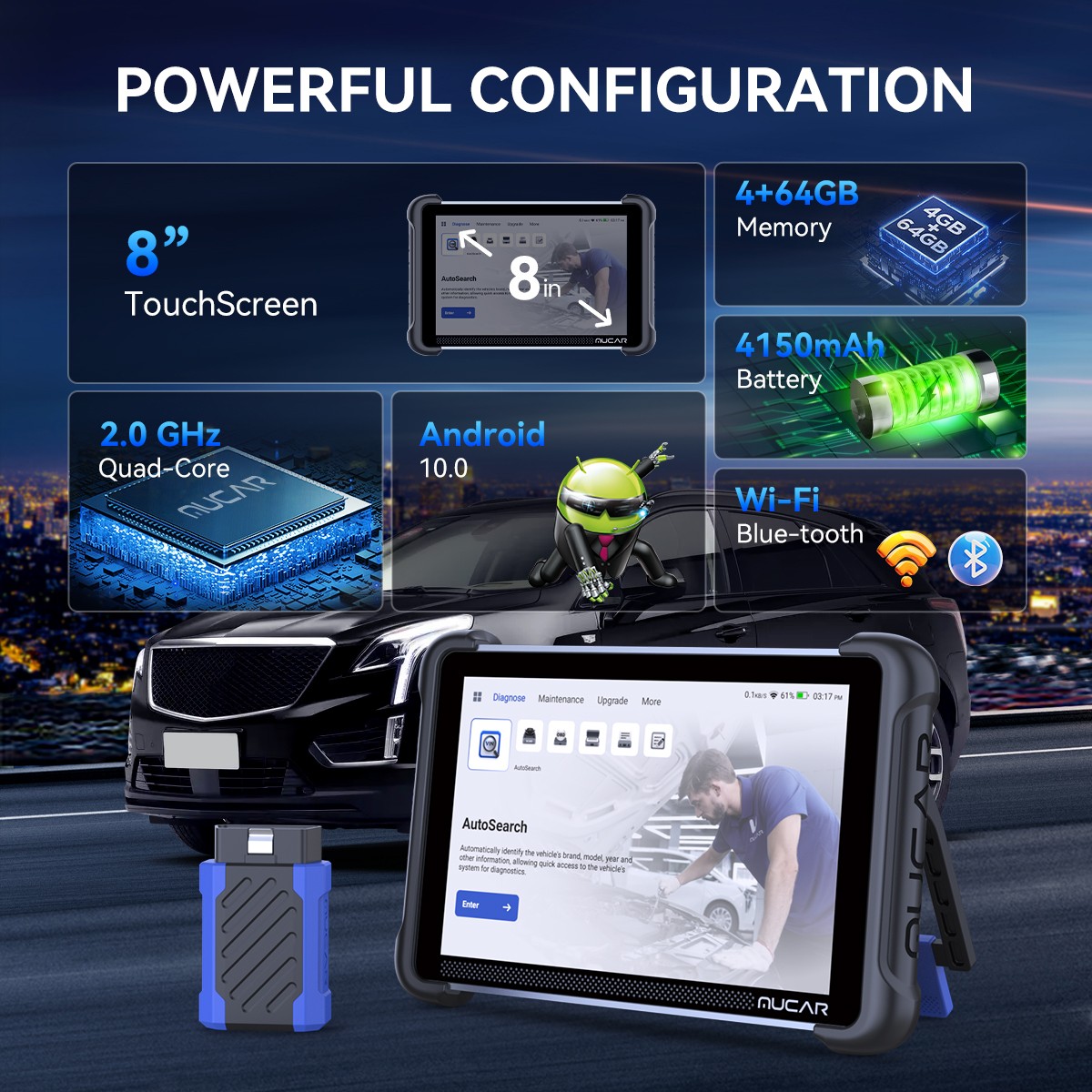 MUCAR 892BT AI Diagnostic + Key Programmer Tool with TPMS programming Tool OBD2