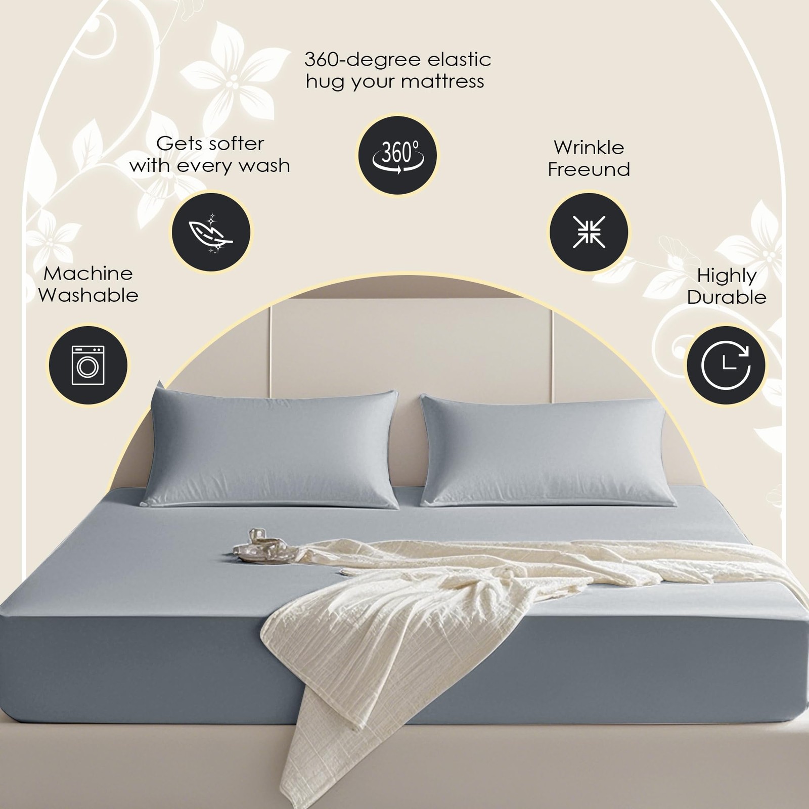 Light Grey Full Fitted Sheet Premium Hotel Quality Ultra Soft Microfiber Bed