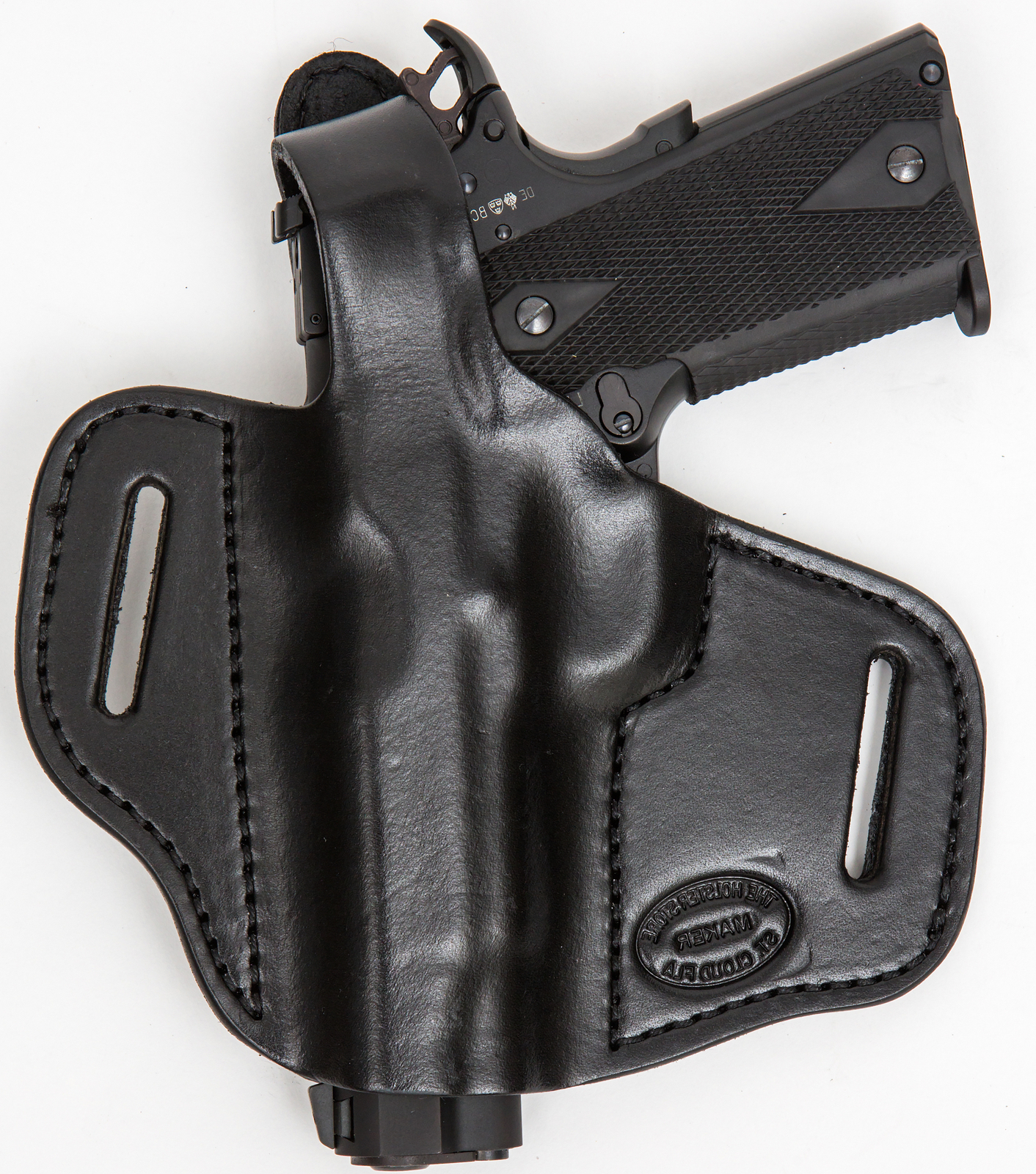 Ruger 5.7 Leather Gun Holster OWB Left Hand Black On Duty Thumb Break
