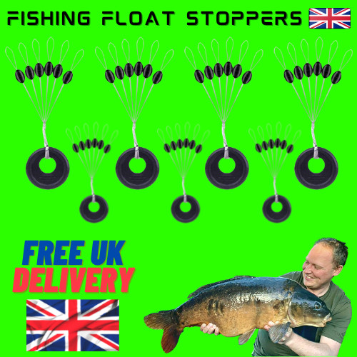 72 X Sliding Float Stops Rubber Grippa Barrel Rig Buffer Line & Braid Fishing