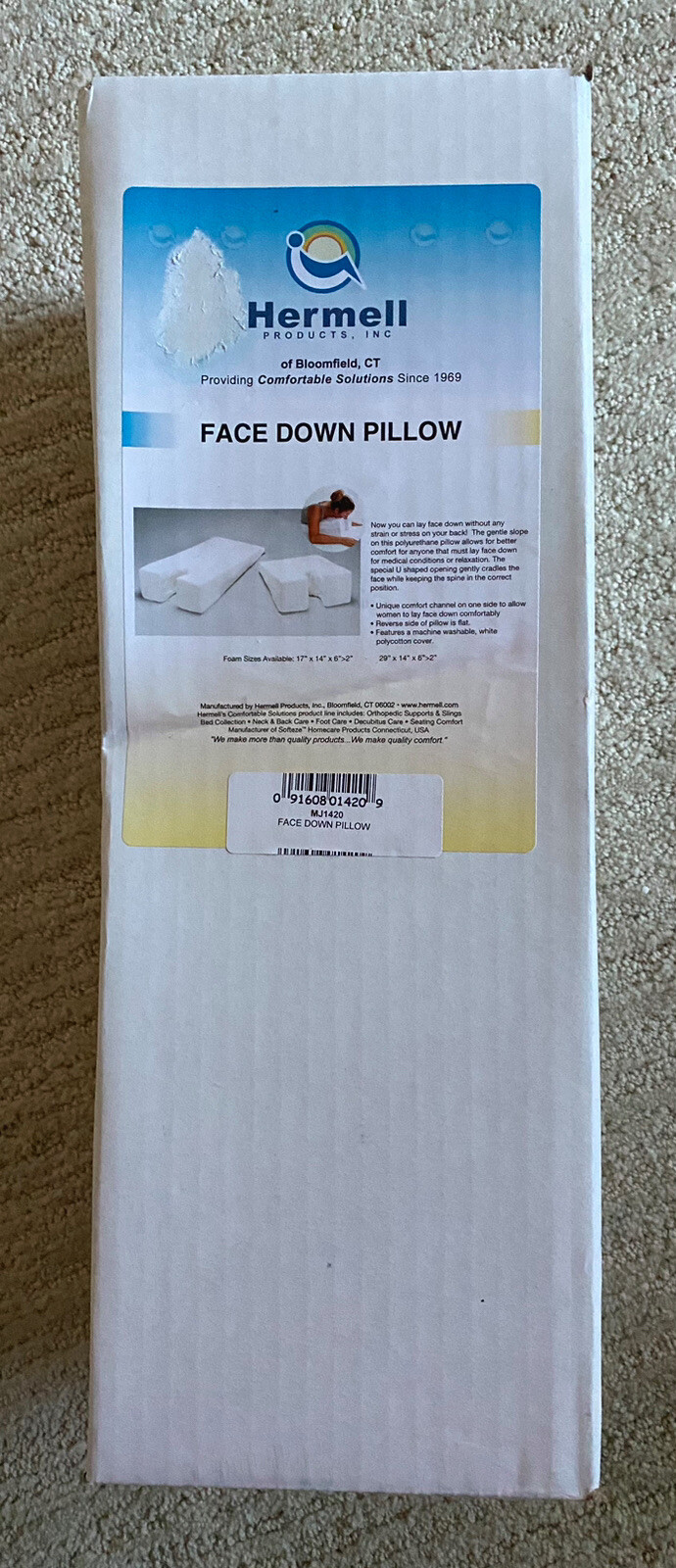 Hermell Comfort Face Down Stomach Sleeper Foam Wedge Pillow - 17" x 14" x 6”– 2”