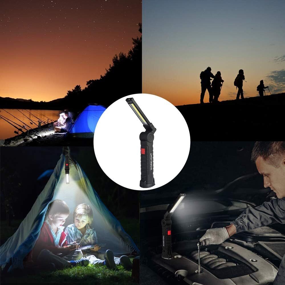 Rechargeable LED COB Work Light Magnetic Base Bright Mechanic Flashlight Lamp