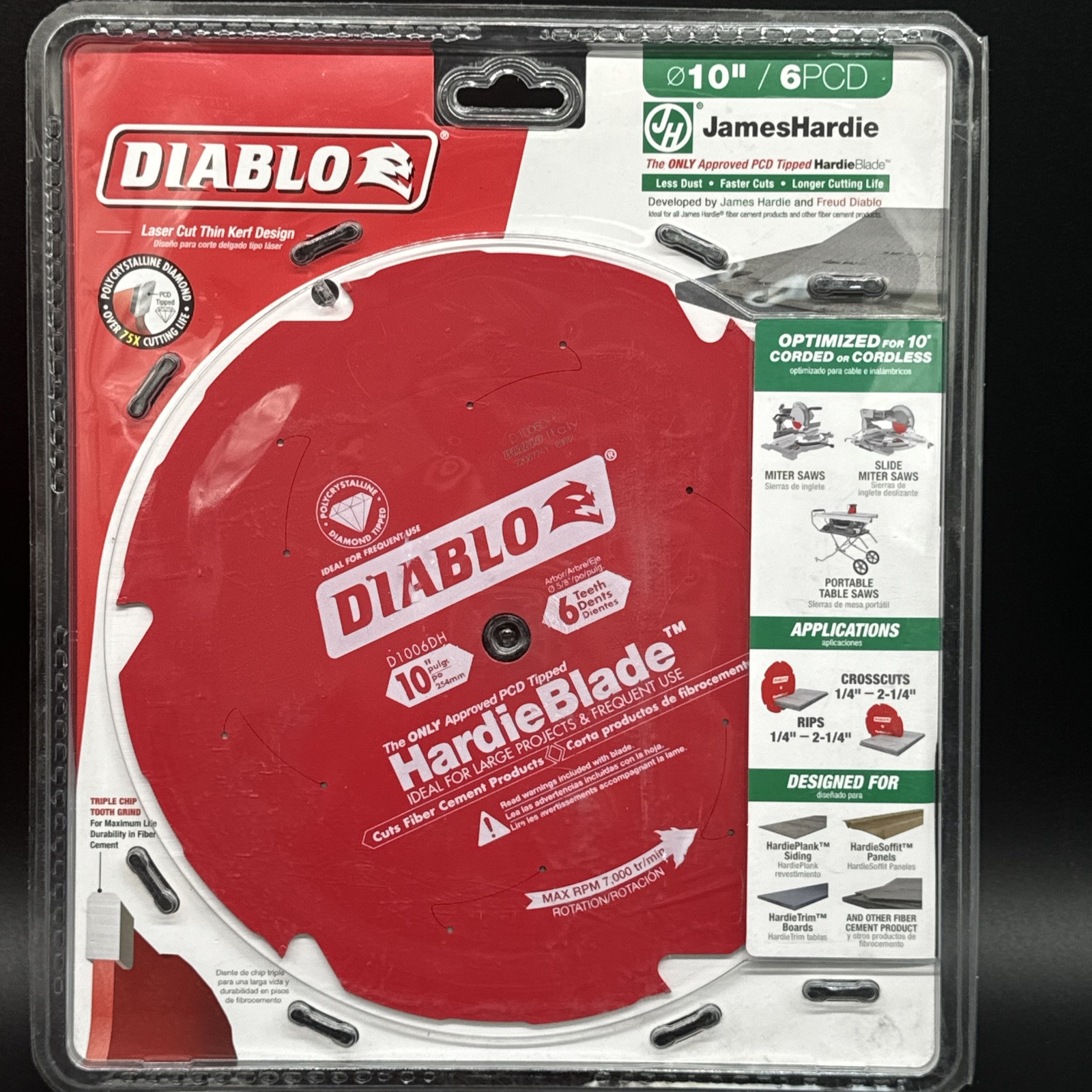Diablo 10in. x 6-Teeth HardieBlade Saw Blade for Fiber Cement D1006DH