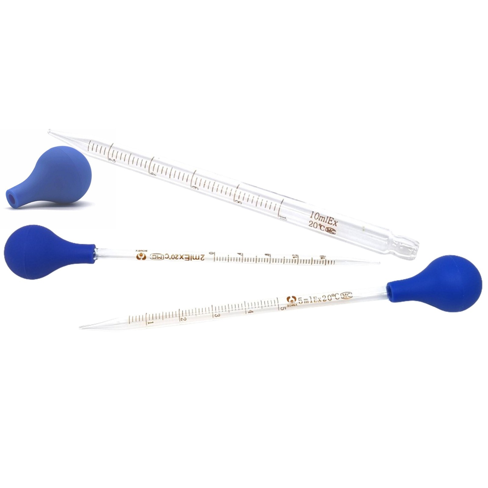 3 Graduated Medicine Glass Droppers 2ml, 5ml, 10ml, Transfer Pipet Pipette 8"