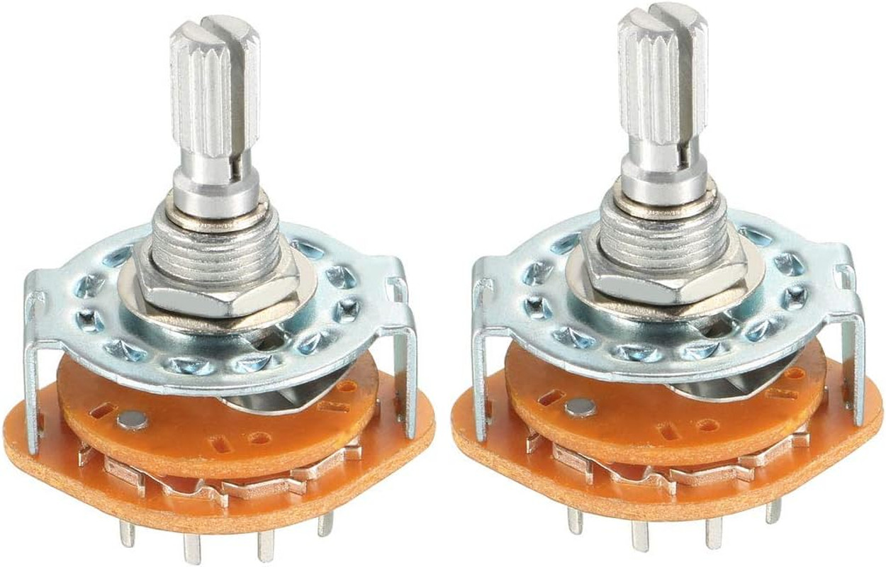 1P4T 5-Pin Rotary Switch - 1 Pole 4 Position Selector - Pack of 2