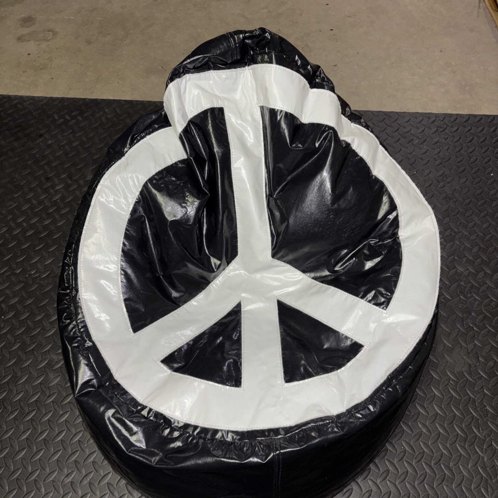 Peace Sign Black And White Leather Beanbag Chair