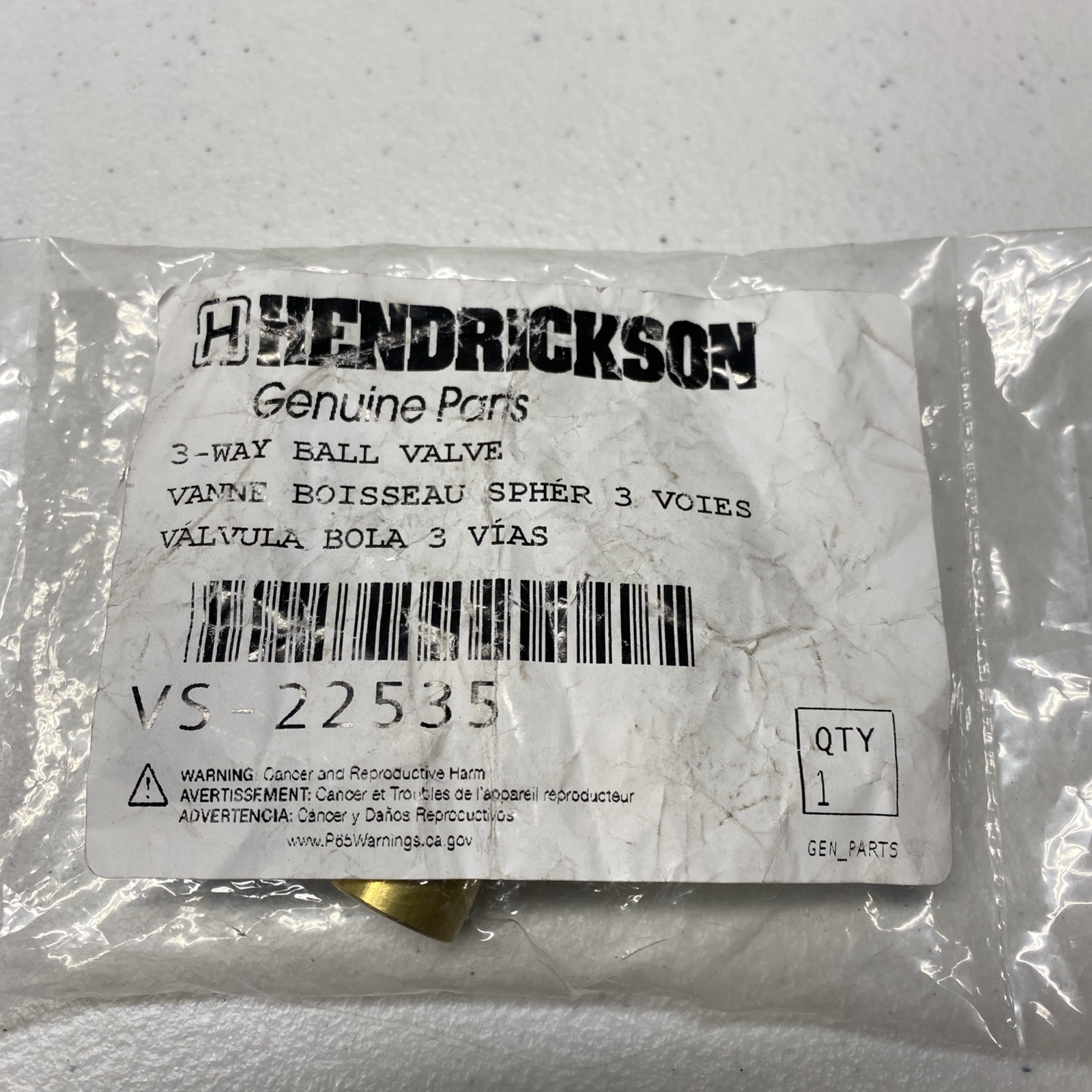 Ball Valve 3 Way Hendrickson S22535  VS22535