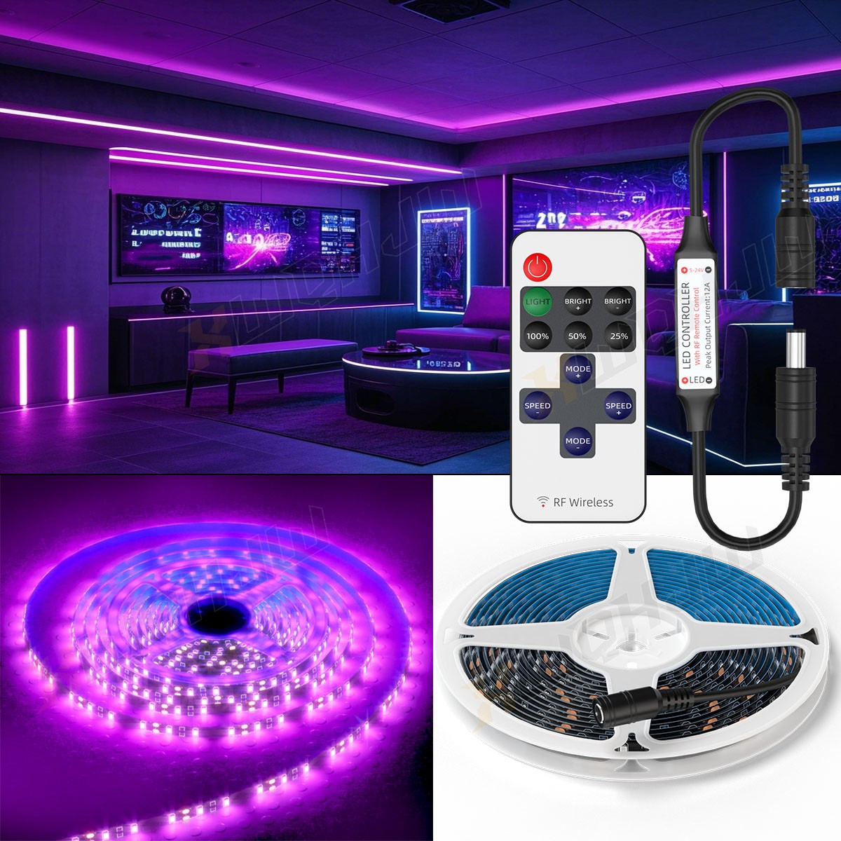 16FT RV Awning Party Bright Purple Led Light Strip For Dometic 9100 Series