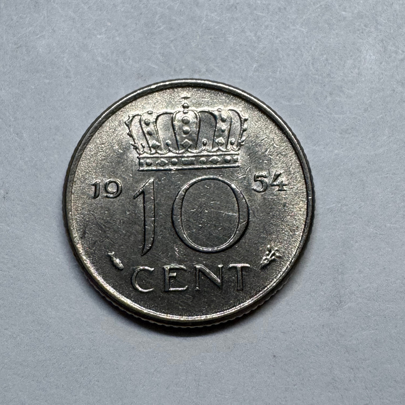 1954 Netherlands 10 Cent - Beautiful Coin - #B-032