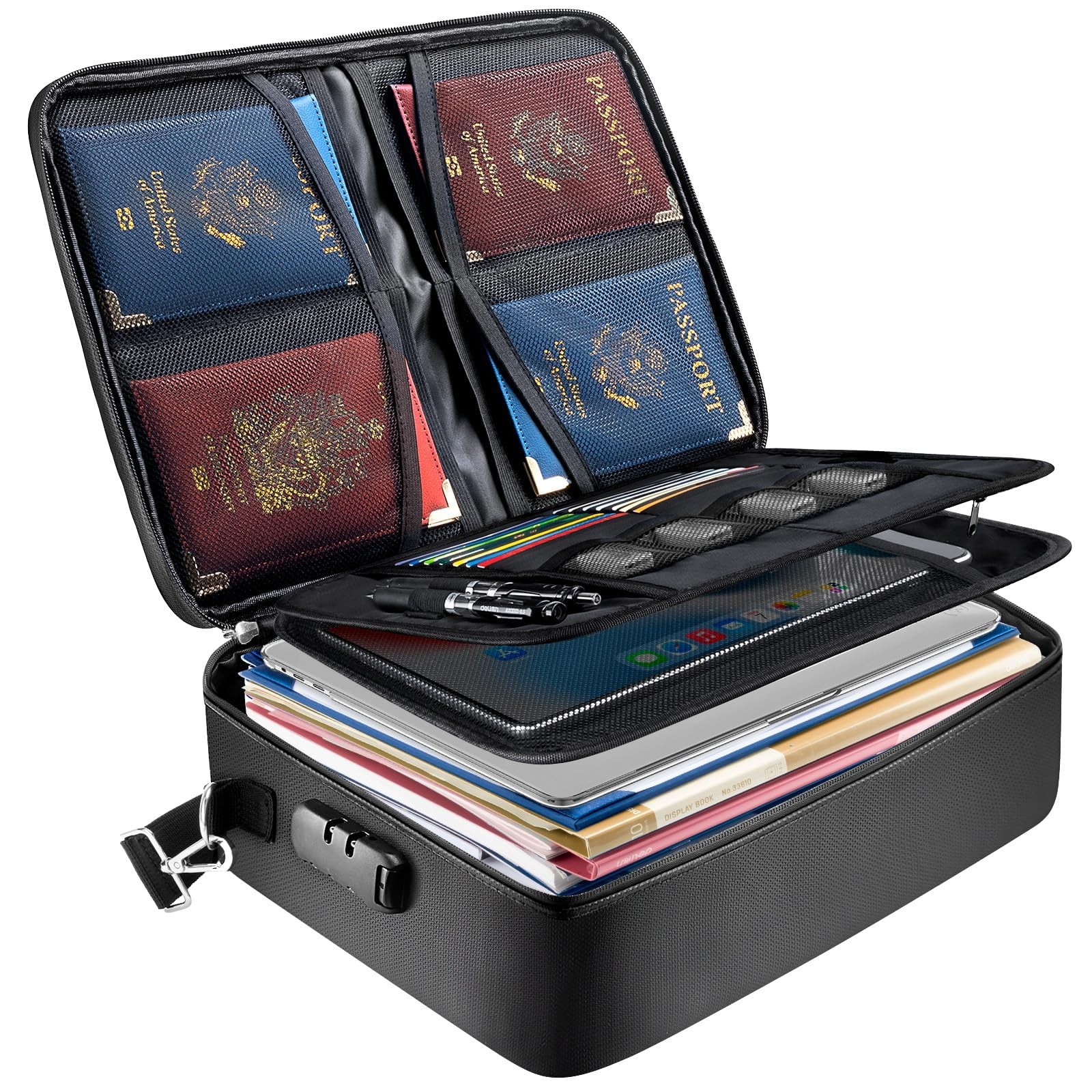 Fireproof Document Box with Lock, Portable Fireproof Document Bag Waterproof ...