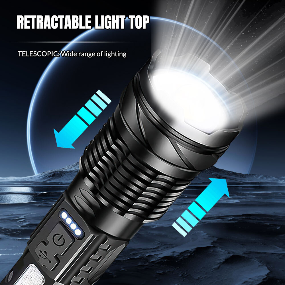99000000 Lumens Super Bright LED Flashlight Tactical Rechargeable LED Work Light