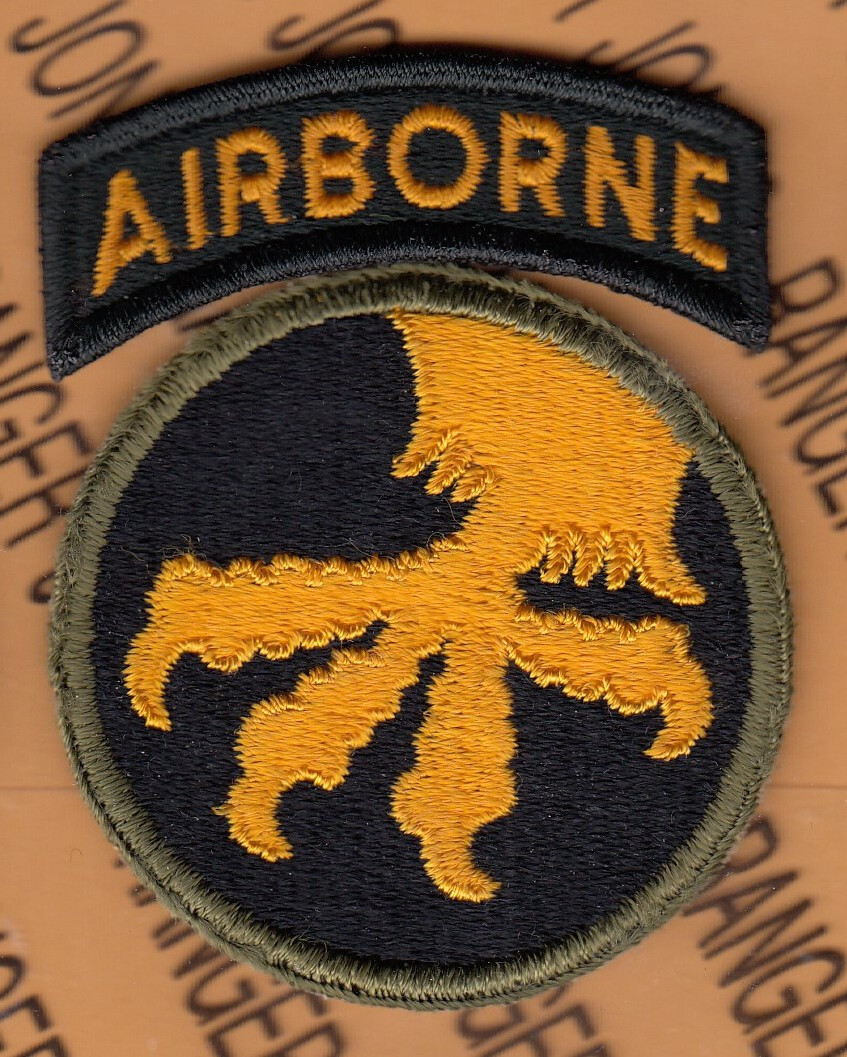 US Army 17th Airborne Division ~3.25" modern tab WWII patch set c/e