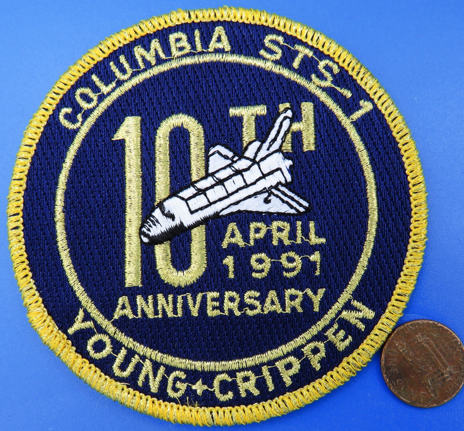 NASA PATCH vtg STS-1 Space Shuttle COLUMBIA 10th Anniversary ('91) YOUNG CRIPPEN