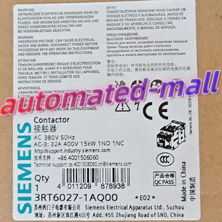 1 PC NEW SIEMENS Ac contactor 3RT6027-1AQ00   Fast delivery