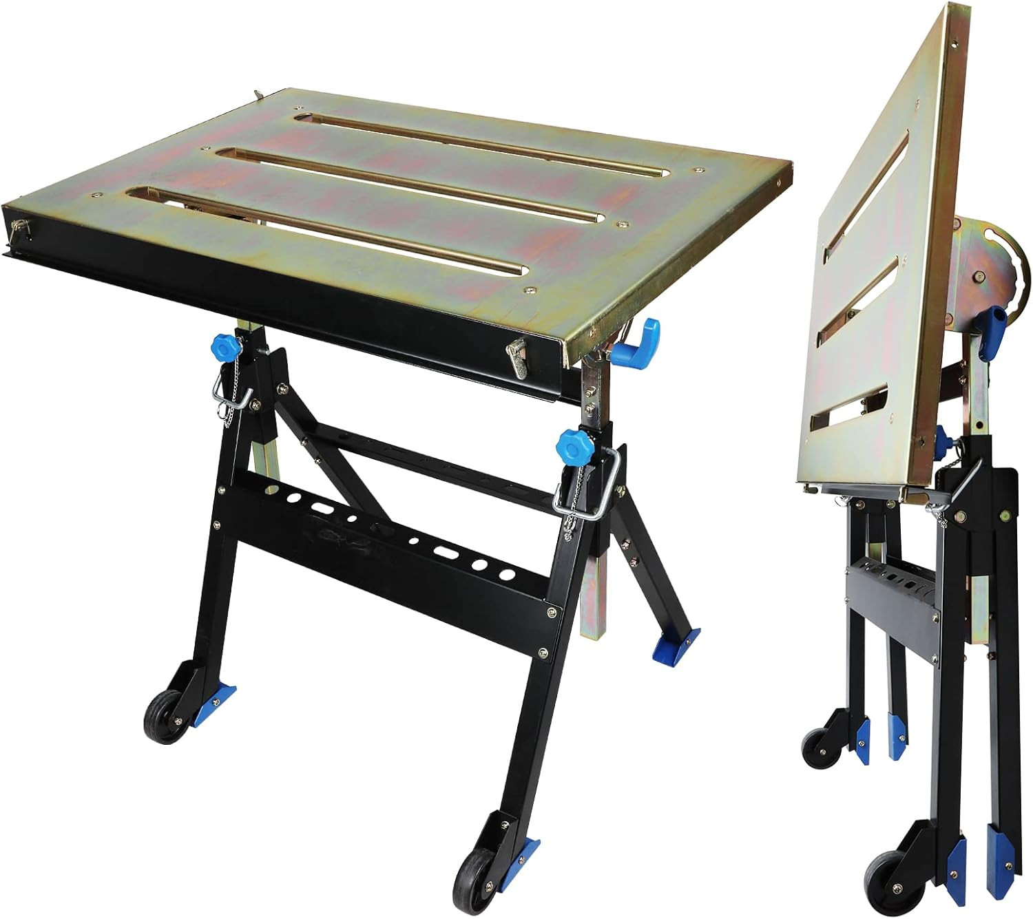 Olympia Tools Adjustable Welding Table with Wheels Portable Steel Stand Workbenc