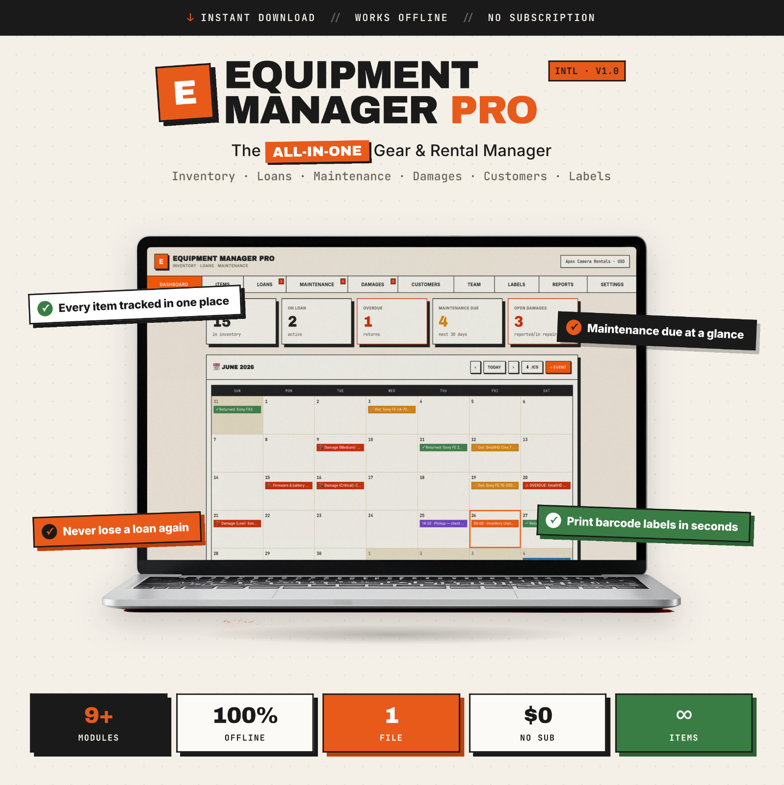 Equipment Inventory Software | Asset Management, Loan Tracking & Maintenance