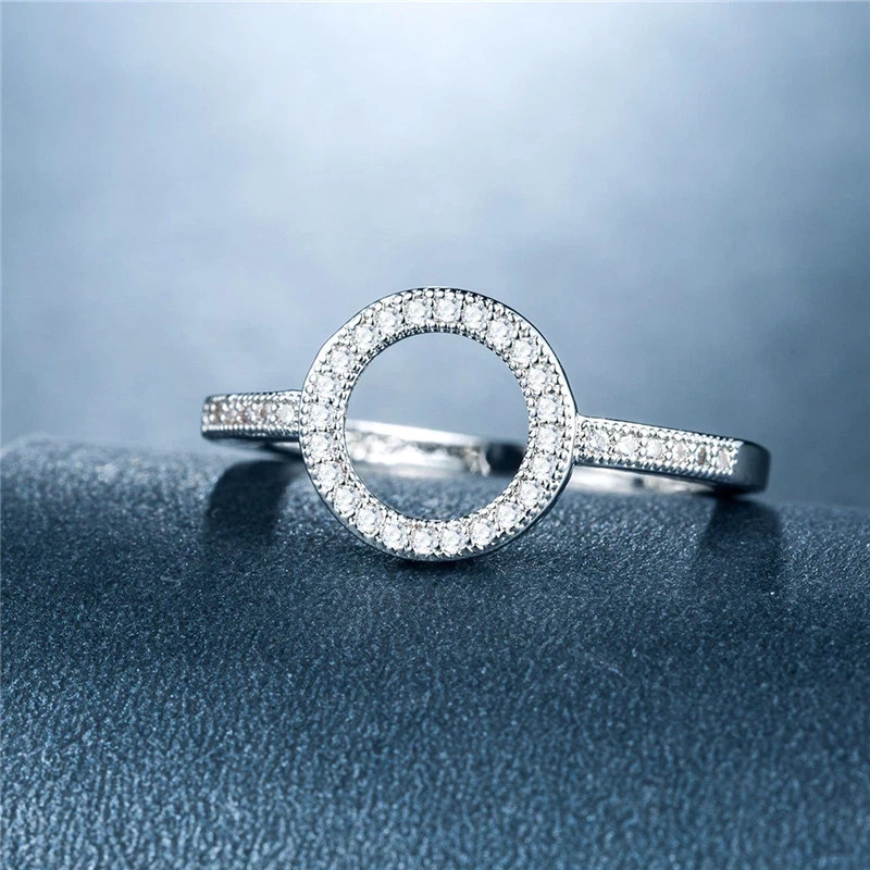Elegant 925 Silver Fashion Women Jewelry Cubic Zircon Wedding Ring Sz 6-10