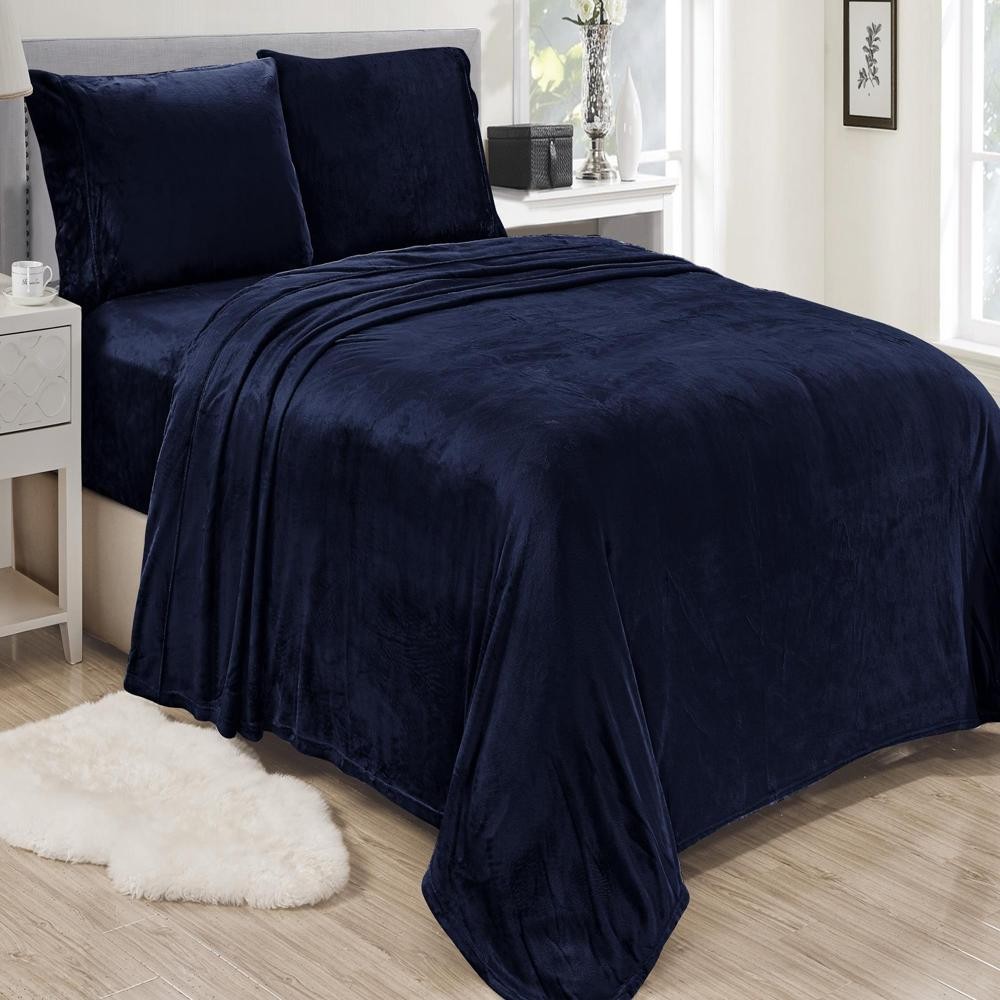Lavana Microplush Ultra Premium All Season Soft Brushed Sheet Sets, Queen, Navy