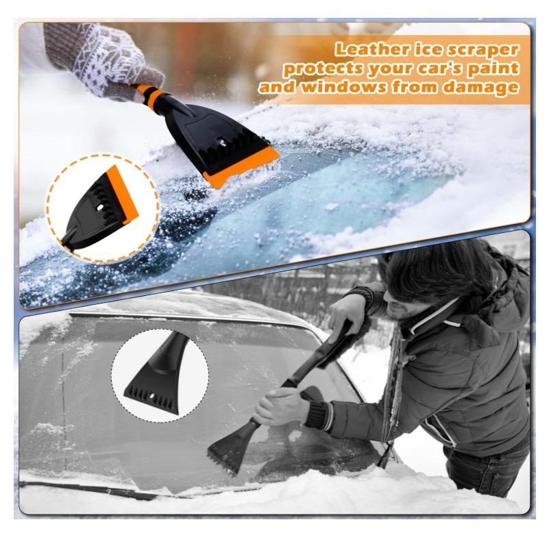 Car Snow Brush & Ice Scraper – 26.8" 2-in-1 Winter Windshield Tool
