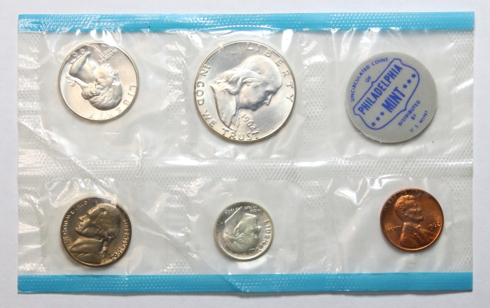 1962-P US Mint Uncirculated Set - 90% Silver - Franklin, Washington, Roosevelt