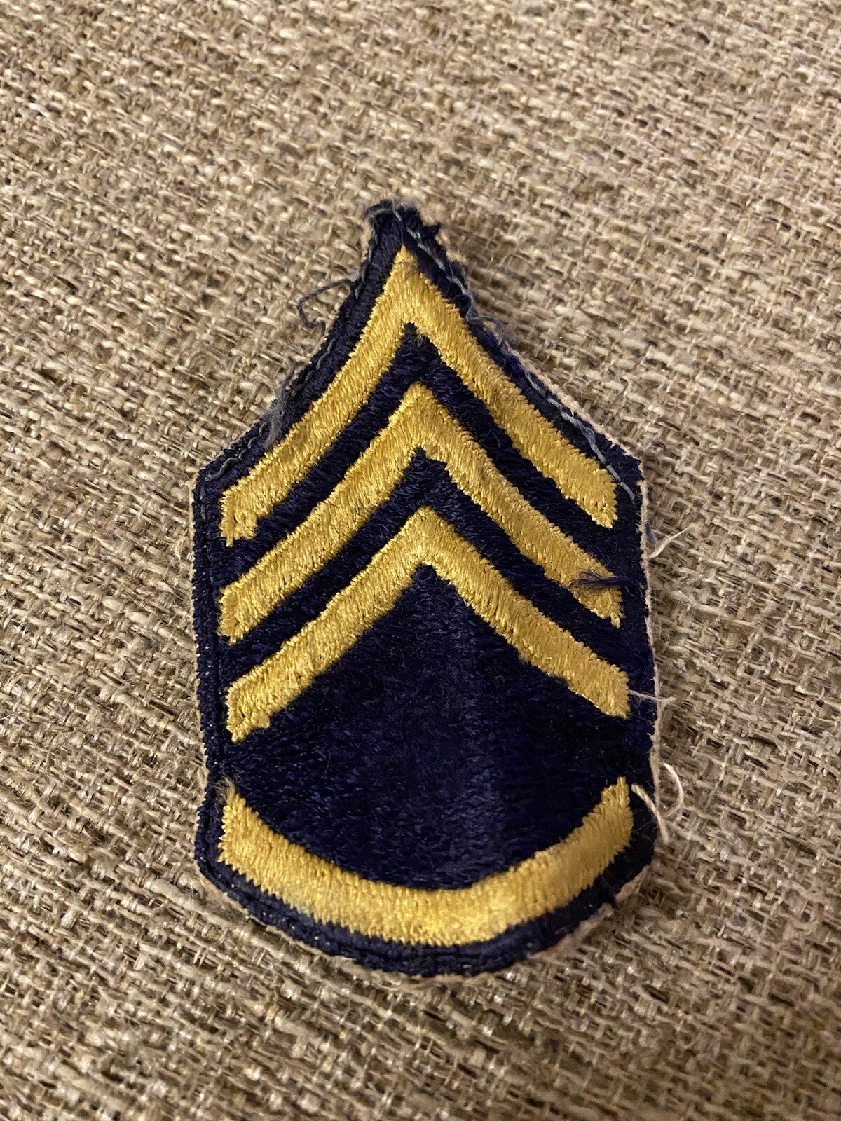 Korea War Era Staff Sergeant Enlisted Rank Patch Blue Yellow INV4371