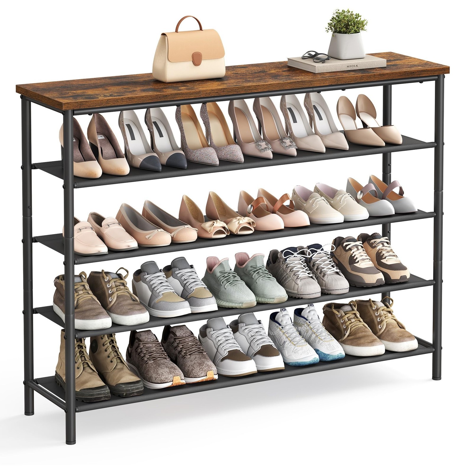 VASAGLE Shoe Rack, 5-Tier Shoe Storage Organizer for Entryway and Closet, Hol...
