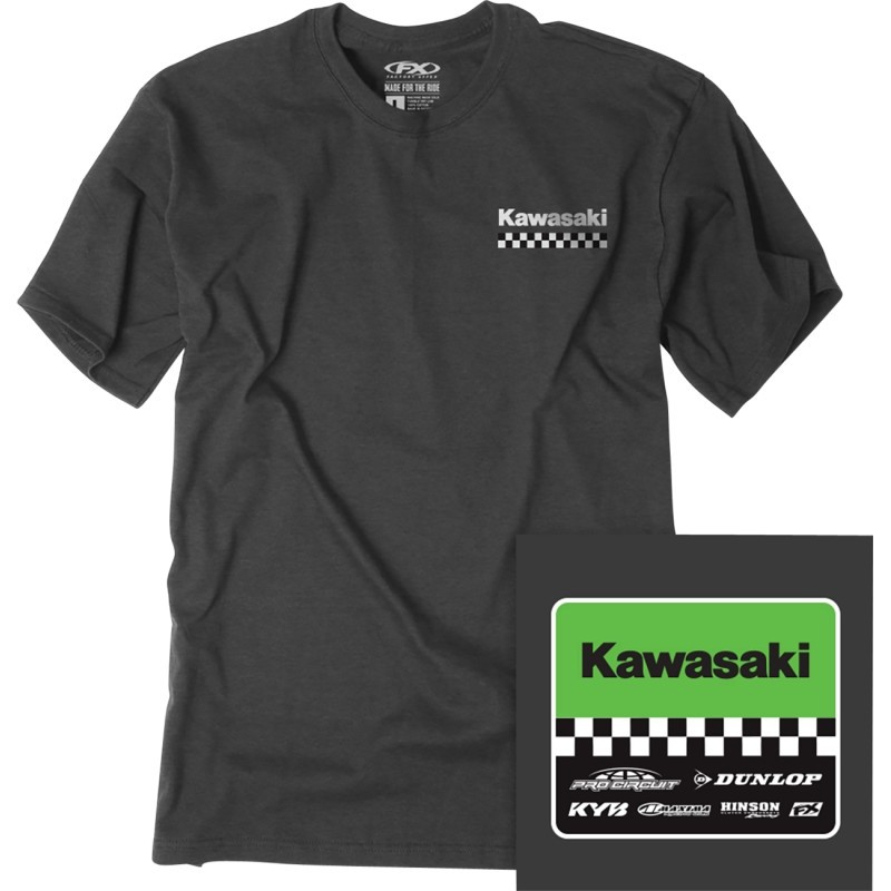Factory Effex 27-83104 Kawasaki Starting Line Youth T-Shirt Lg Heather Charcoal